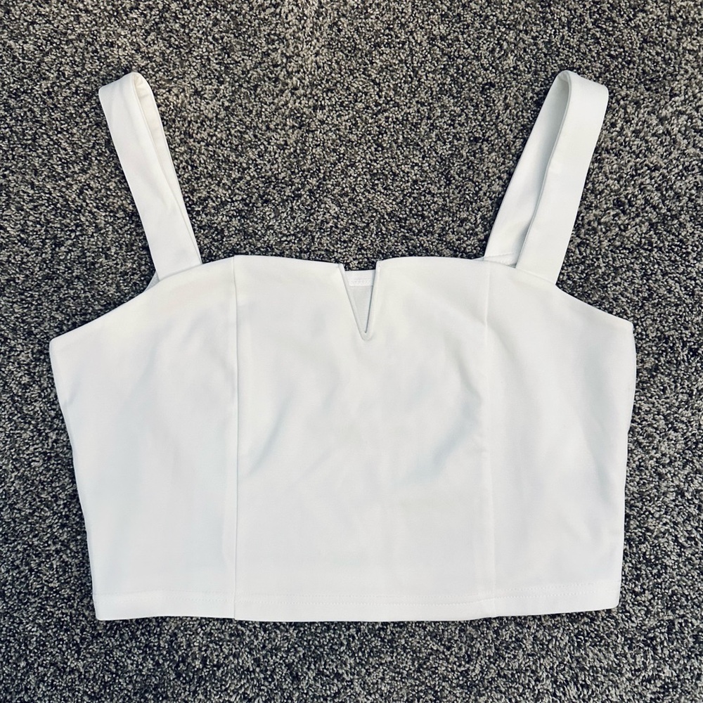 Cider White V-Neck Crop Top